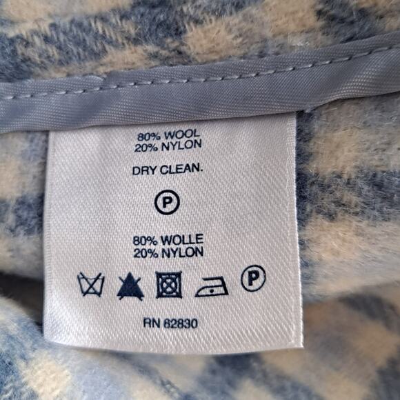 Lands' End Wool Blend Jacket Plaid Lined Hooded Coat Light Blue Women's Size 12 - Picture 9 of 10